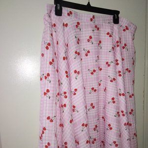 RARE Pink Swing Skirt with Red Cherries 3X